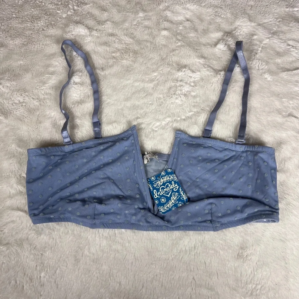 Intimately Free People The Rain Bralette‎ Blue Swiss Dot Mesh OB1167575 Womens L